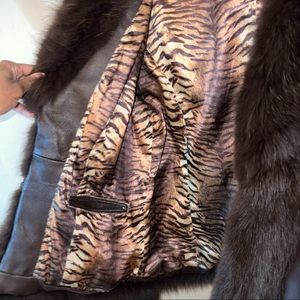 COPY - Genuine Leather Coat, Mink Fur, Brown, Size Large/ View Video Please